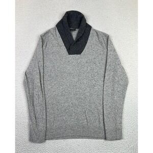 Express Sweater Mens Large Gray Merino Wool Shawl Collar Knit Pullover